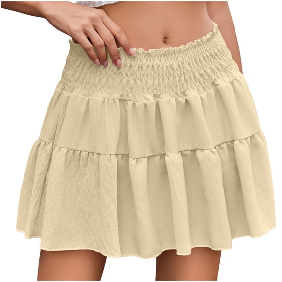 ZZwxWA Womens Skirts Flowy A Line Short Skirt High Waisted Ruffle Mini Skirts Pleated Cute Skirt Evening Cocktail Party