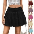 thumbnail image 1 of ZZwxWA Womens Skirts Flowy A Line Short Skirt High Waisted Ruffle Mini Skirts Pleated Cute Skirt Evening Cocktail Party, 1 of 7