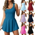 thumbnail image 1 of ZZwxWA Womens Sleeveless 2-in-1 Athletic Tennis Golf Dress Underneath Workout Active Dresses with Built-in Shorts, 1 of 7