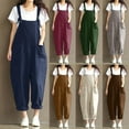 thumbnail image 1 of ZZwxWA Womens Sleeveless Cotton Linen Adjustable Bib Overalls Baggy Jumpsuits Romper with Pockets Straps Jumpsuit, 1 of 7