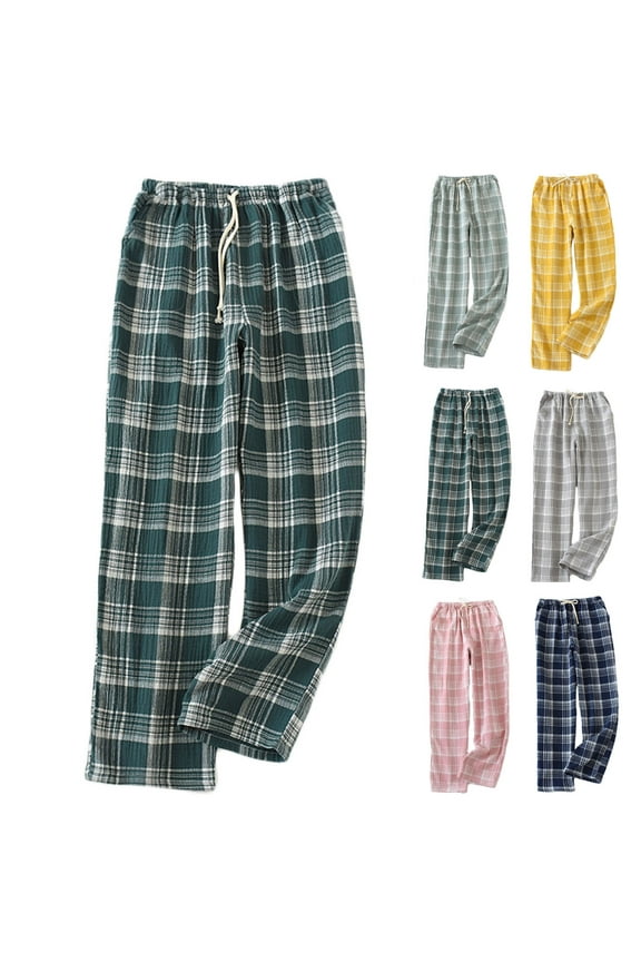 Womens Soft Lounge Plaid Pajama Bottoms Elastic Waistband Drawstring Cotton Pajama Pants Bottom Pants with Pockets for Woman
