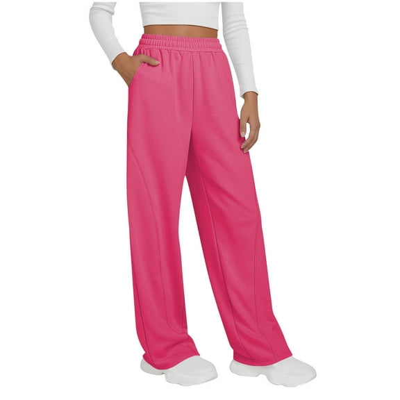 ZZwxWA Womens Solid Sweatpants Tall Baggy High Waisted Sweats Pants Althetic Long Trousers with Pockets Women's Wide Leg Pant