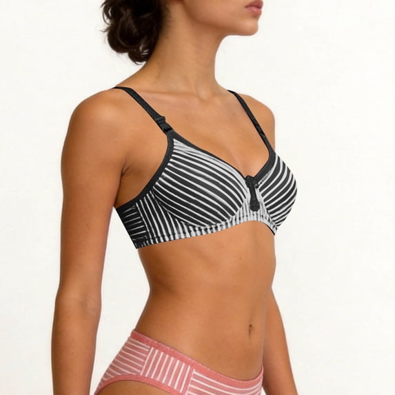 ZZwxWA Womens Striped Bras No Underwire Adjustable Straps Soft Tshirt Bra Seamless Full Coverage Sport Casual Everyday Bra