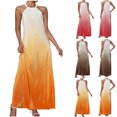 thumbnail image 1 of ZZwxWA Womens Summer Halter Neck Maxi Dress Sleeveless Pleated Flowy Long Dress Causal Travel Vacation Beach Sundress Gradient Color Cold Shoulder Ladies Sundress, 1 of 7