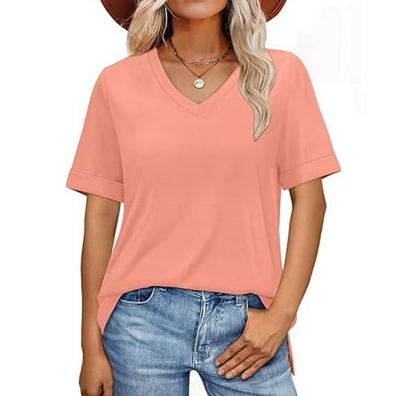 ZZwxWA Womens Summer Tops Short Sleeve Shirts Trendy V Neck T Shirts for Women Casual Tops