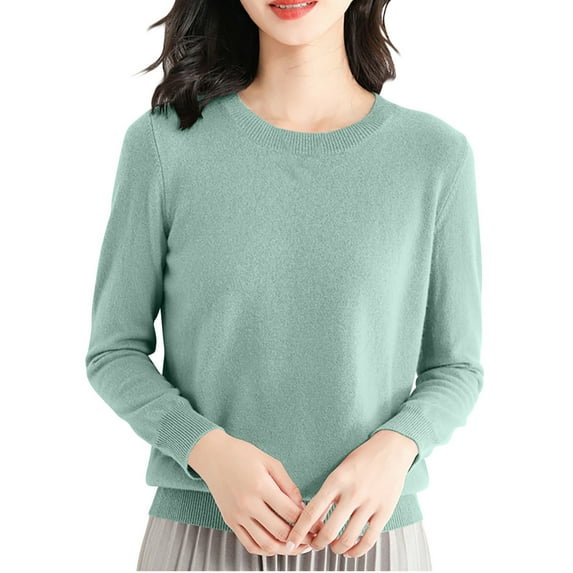 ZZwxWA Womens T Shirts Long Sleeve Crew Neck Tops Ladies Solid Knitted Undershirt Women's Fashion Cute Party Loose Fit Blouse