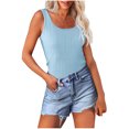 thumbnail image 1 of ZZwxWA Womens Tank Tops Ribbed Neck Summer Sleeveless Tops Shirts Womens Solid Camisole Holiday Vest Sales, 1 of 6