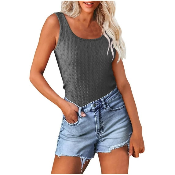 ZZwxWA Womens Tank Tops Ribbed Neck Summer Sleeveless Tops Shirts Womens Solid Camisole Holiday Vest Online Shopping