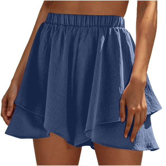 ZZwxWA Womens Tennis Mini Wrap Shorts, Beach Flowy Wide Leg Shorts, Casual Ruffle Hem High Waisted Summer Skirt Shorts