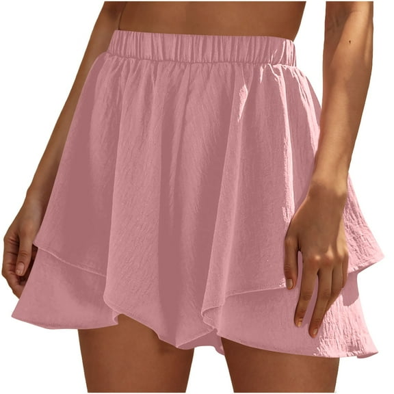 ZZwxWA Womens Tennis Mini Wrap Shorts, Beach Flowy Wide Leg Shorts, Casual Ruffle Hem High Waisted Summer Skirt Shorts