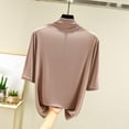 thumbnail image 1 of ZZwxWA Womens Tops Mock Turtleneck Half Sleeve Undershirts Soft Stretchy Undershirts Basic Tops Elbow Length Base Layer Top, 1 of 3