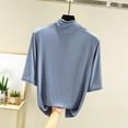 thumbnail image 1 of ZZwxWA Womens Tops Mock Turtleneck Half Sleeve Undershirts Soft Stretchy Undershirts Basic Tops Elbow Length Base Layer Top, 1 of 2
