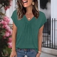 thumbnail image 1 of ZZwxWA Womens Tops Short Sleeve V Neck Shirts Summer Dressy Casual Business Clothes Work Blouses Fashion Clothing Outfits, 1 of 5