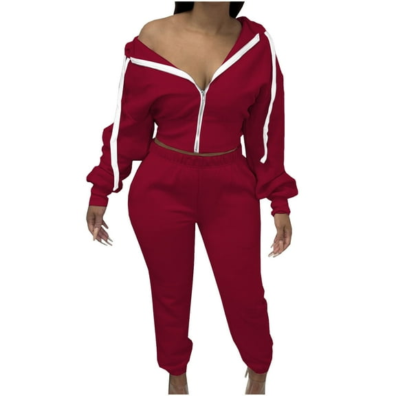 ZZwxWA Womens Tracksuit 2 Piece Outfits Fall Zip Hoodie Jogging Sweatsuit Long Sleeve Casual Sweat Suits My Order