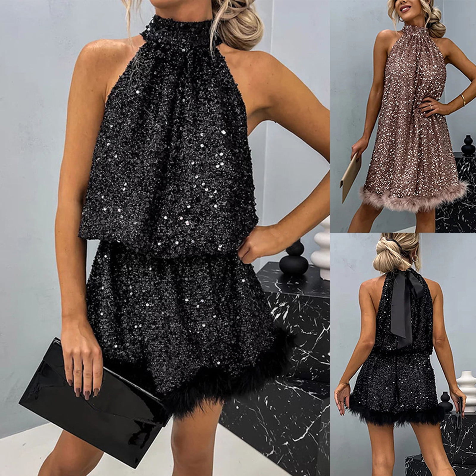 chinese dress ladies Theme NYC Davie Disco Sequin Dresslarge