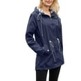 thumbnail image 1 of ZZwxWA Womens Waterproof Rain Coats Lightweight Hooded Long Rain Jacket Drawstring Waist Zipper Windbreaker with Pockets, 1 of 7