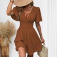 thumbnail image 1 of ZZwxWA Womens Wrap V Neck Flounce Short Sleeve Ruched High Waist Flared A Line Short Summer Dresses, 1 of 5