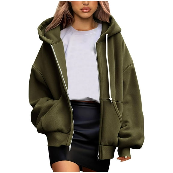ZZwxWA Womens Zip Up Hoodie Jacket Long Sleeve Hooded Drawstring Sweatshirt Coat Cute Fall Casual Jacket with Pockets Hoodies for Teen Girls