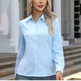 thumbnail image 1 of ZZwxWA Work Office Button Down Shirts for Women Trendy Long Sleeve Ladies Dress Shirts Casual Business Plus Size Tops Lapel, 1 of 6