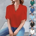 thumbnail image 1 of ZZwxWA Work Tops for Women V Neck Split Short Sleeve Shirt Business Casual Outfits Office Dress Shirts Ladies Elegant Blouse, 1 of 7