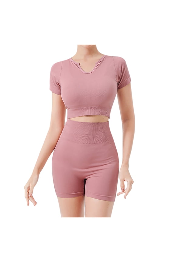 Workout Sets for Women Crop Top High Waist Yoga Legging Workout Outfits for Womens 2 Piece Gym Sets Solid Color Athletic Suits