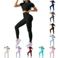 thumbnail image 1 of ZZwxWA Workout Sets for Women Two Piece Outfits Seamless High Waist Leggings Yoga Crop Tops Athletic Sports Gym Sets, 1 of 4