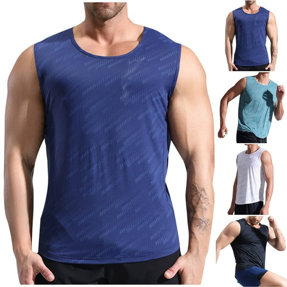 ZZwxWA Workout Tank Tops for Men Tax Free Weekend Holiday Beach Tops Male Summer Quick-Dry Sleeveless Shirt Cozy Style Crew Neck Tank Tops Sports Workwear Clothing Plus Size Fashion Printed Blouse