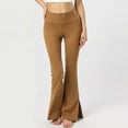 thumbnail image 1 of ZZwxWA Yoga Pants Womens, Women's High-waisted Hip Lift Flared Yoga Pants Fitness Exercise Split Leggings Ladies Wide Leg Solid Tummy Control Workout Cozy Style Full Trousers, 1 of 5