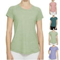 thumbnail image 1 of ZZwxWA Yoga Top Short Sleeved Curved Hem Women's Running Sports Fitness Loose Fitting Casual Shirts with Long Sleeves, 1 of 7