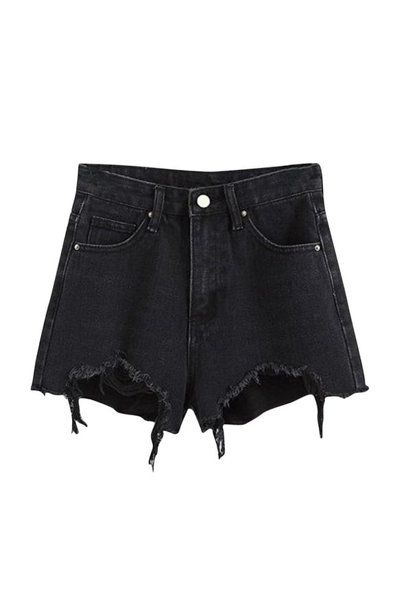 up to 65% Off Jean Shorts Womens High Waisted Stretchy Mom Two Buttons Frayed Raw Hem Ripped Denim Shorts Distressed