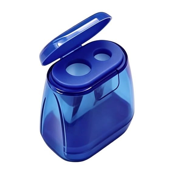 ZZyuan Dual Hole Pencil Sharpeners - Oval Manual Sharpener with Cover & Clear Shavings Container (Colorful) E