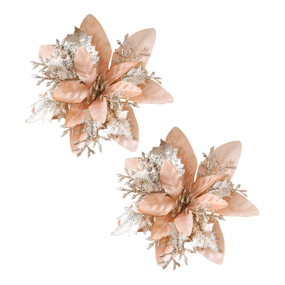 ZZyuan Christmas Artificial 3 Layer Glitter Stereo Simulation Ornaments Christmas Decorations For Christmas Tree Wreath Garland Box Holiday Xmas Home Decor 2 Pack