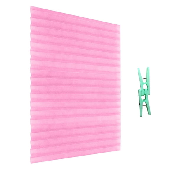ZZyuan Household Cordless Blind Light Filtering Fabric Pleated Shade For Balcony Cafe Window Bathroom Curtain 35.4 X 59 Inch Pink