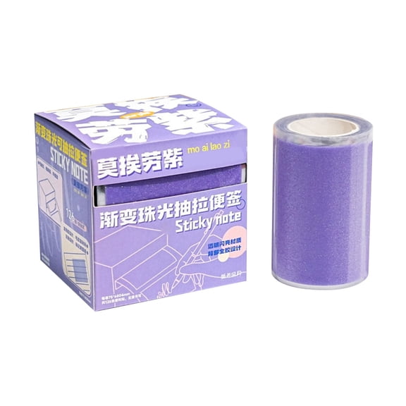 ZZyuan Transparent Pet Sticky Notes Set, Full Adhesive Clear Memo Pads, 126 Sheets , No Residue Waterproof Page Markers, Self-Stick Labels for Books, Laptops, Journals, Planner & Office Use Purple