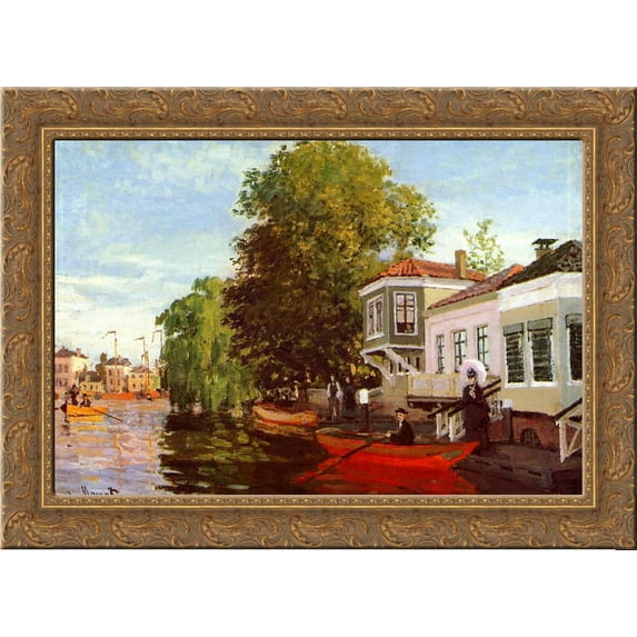 Zaan at Zaandam 24x20 Gold Ornate Wood Framed Canvas Art by Monet, Claude