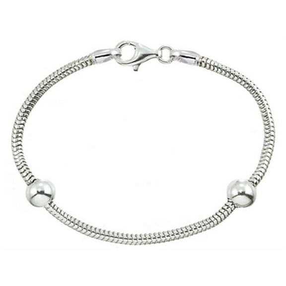 Zable 8.5 inches Sterling Silver Snake Bracelet with Smart Compatible Bead / Charm
