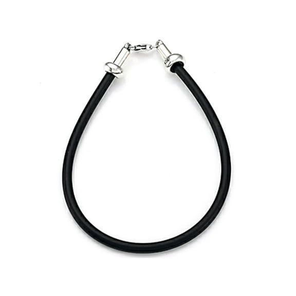 Zable Sterling Silver 3mm Rubber Bracelet 7.5 inches for use with Compatible Beads