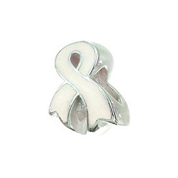 Zable Sterling Silver Awareness Ribbon White Compatible Bead / Charm