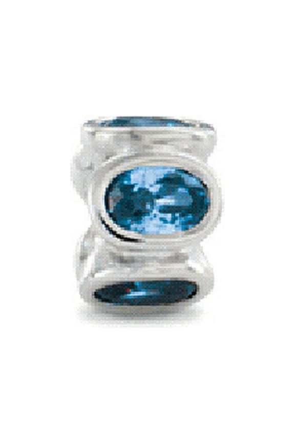 Sterling Silver Bezel Set Ovals December Bead / Charm