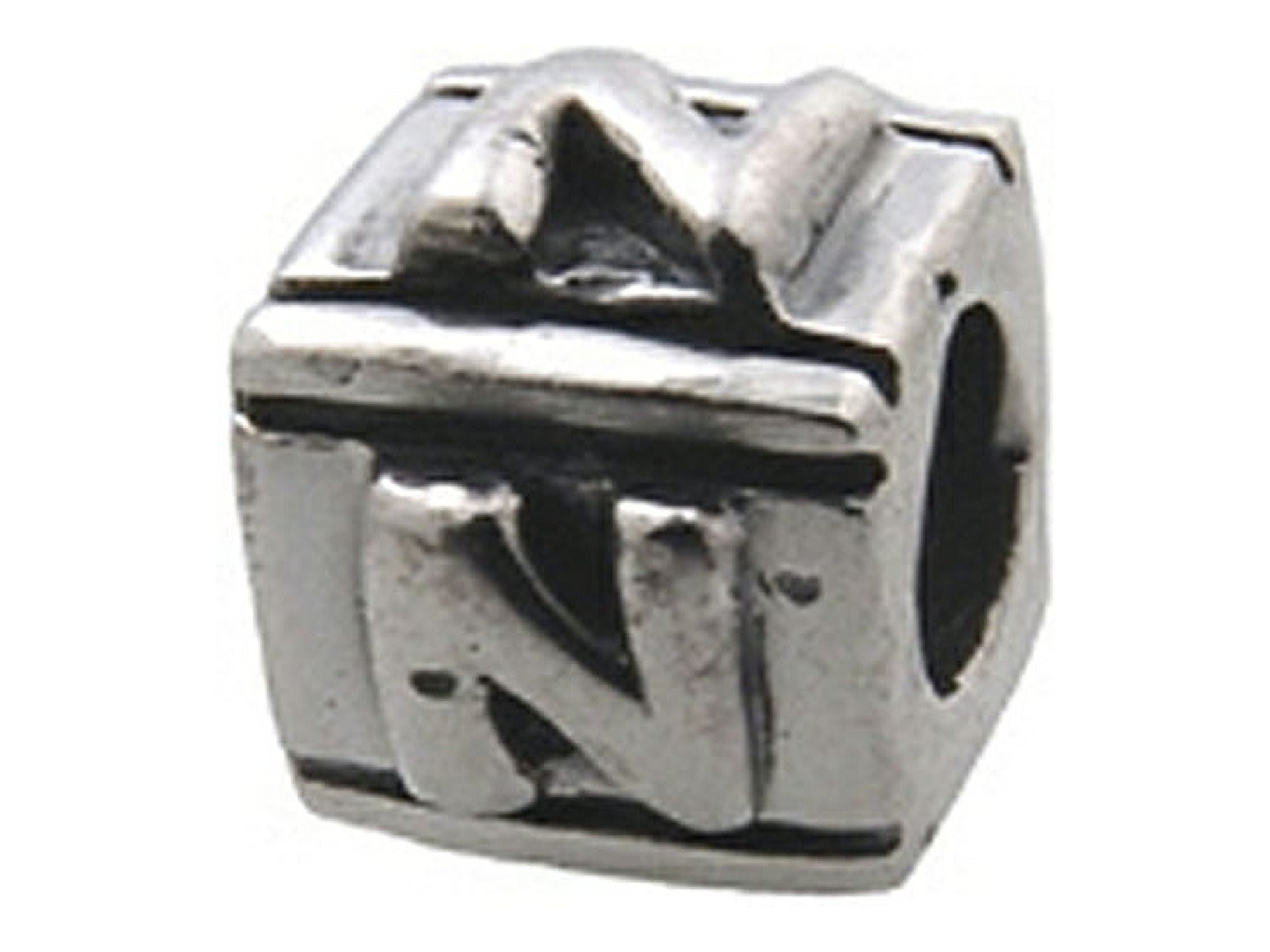 Zable Sterling Silver Block NLetter Bead / Charm Female Adult