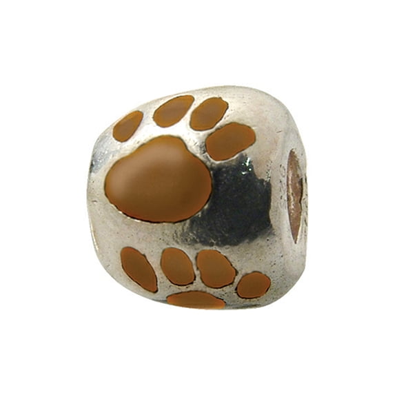 Zable� Sterling Silver Brown Enamel Paw Print Bead / Charm
