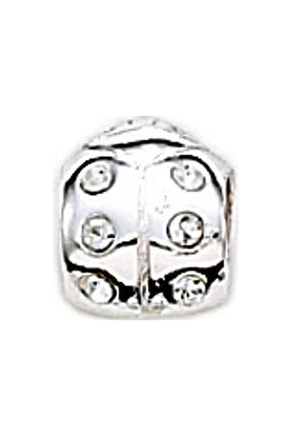 Sterling Silver C.Z. Ladybug Bead / Charm