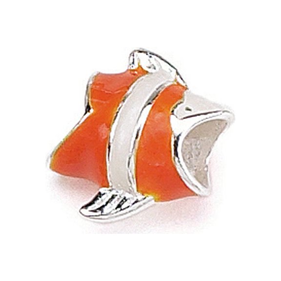 Zable Sterling Silver Clown Fish, Enameled Bead / Charm