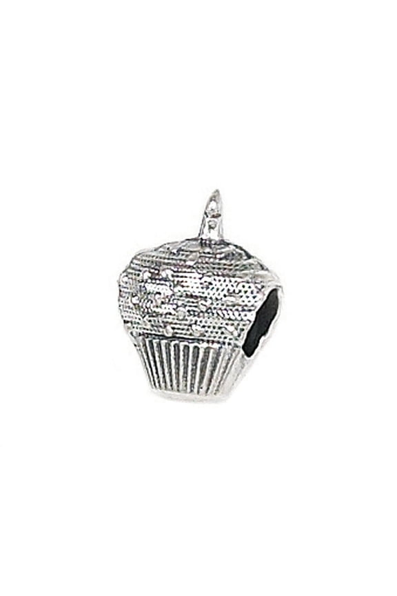 Sterling Silver Cupcake Bead / Charm