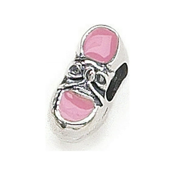 Zable Sterling Silver Engraveable Baby Shoe Pink Bead / Charm
