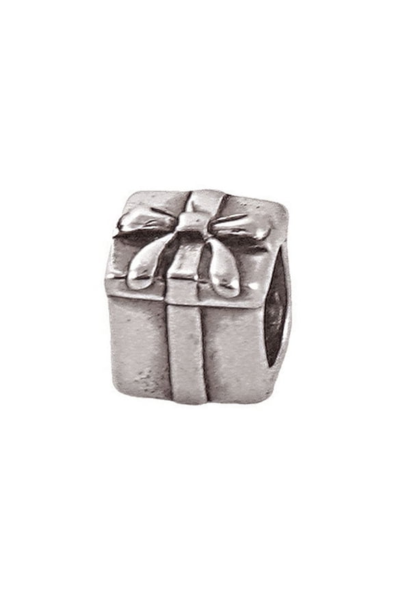 Sterling Silver Gift With Bow Bead / Charm