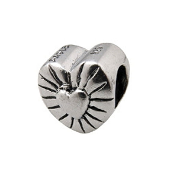 Zable Sterling Silver Heart with Sun Burst Bead / Charm