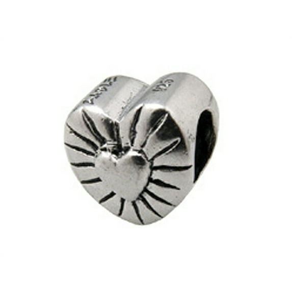 Zable� Sterling Silver Heart with Sun Burst Bead / Charm