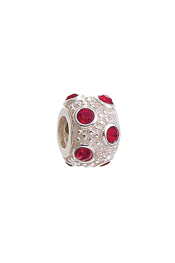 Sterling Silver July Crystal Ball Non-oxidized Bead / Charm