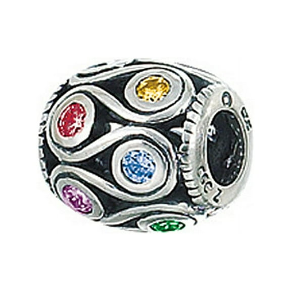 Zable Sterling Silver Loops With Multicolor Crystals Bead / Charm